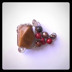 Aventurine, Goldstone, Coral, Pearls, Pendant
