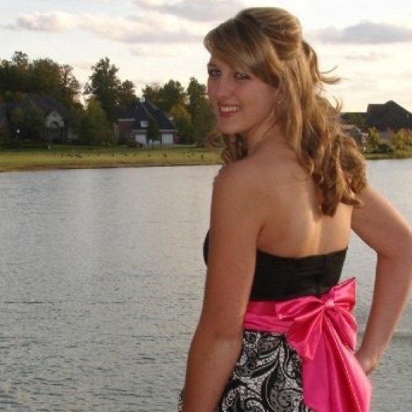 Black, pink and white homecoming/formal dress