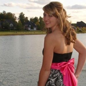 Black, pink and white homecoming/formal dress