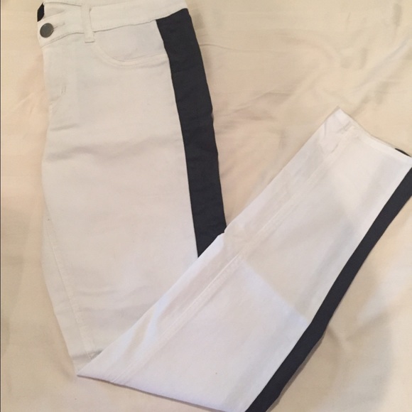 White denim with black stripes on side!