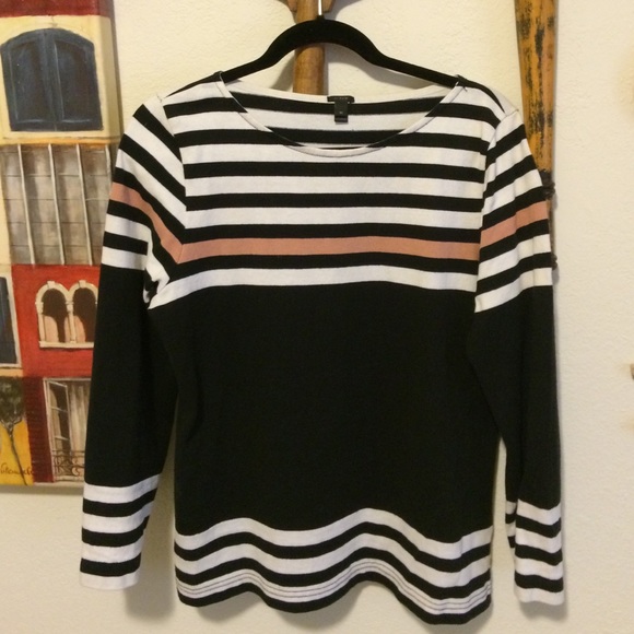 J Crew Nautical Striped 3/4 Sleeve Shirt - Picture 1 of 4