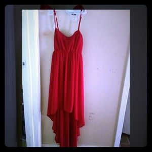 RED High & Low Casual Dress