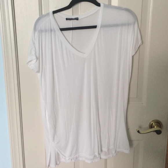 Brandy white V neck
