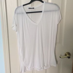 Brandy white V neck