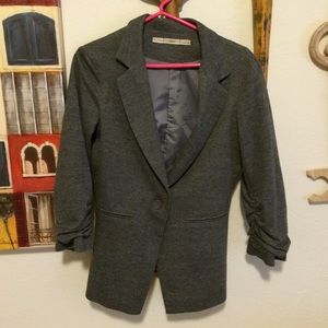 Gibson gray scrunched 3/4 sleeve blazer