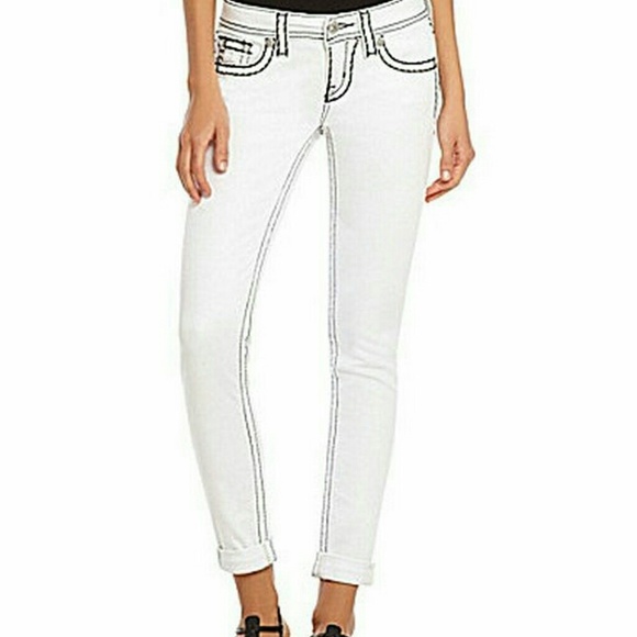 NWOT white MISS ME cuff skinnies