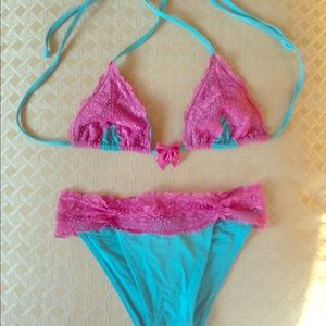 Beach Bunny teal and lace bikini