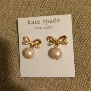 Kate Spade pearl earrings with gold bow