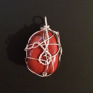 Red Jasper Sterling Silver Wire Wrapped Pendant