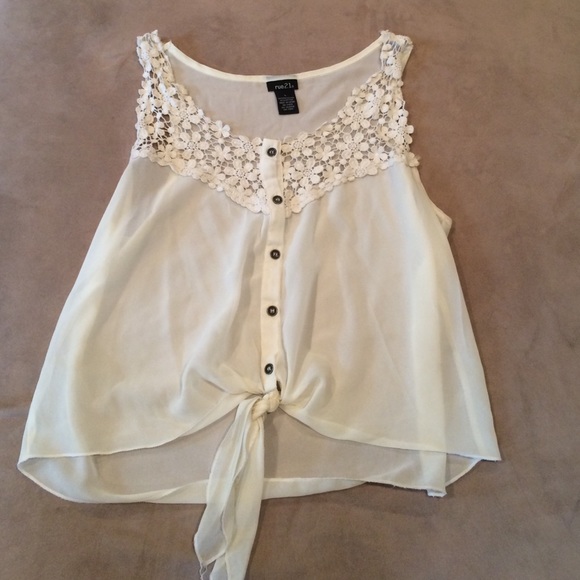 White Tie Front Top