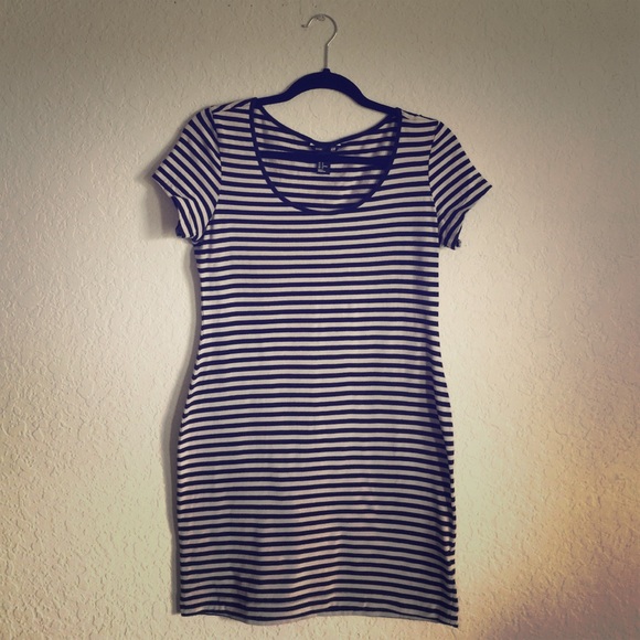 BOGO!! Cream & Black Striped Body Con Dress by H&M