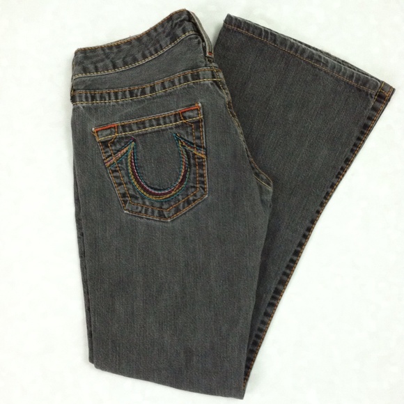 True Religion Bobby Big T Jeans Rainbow Stitching!