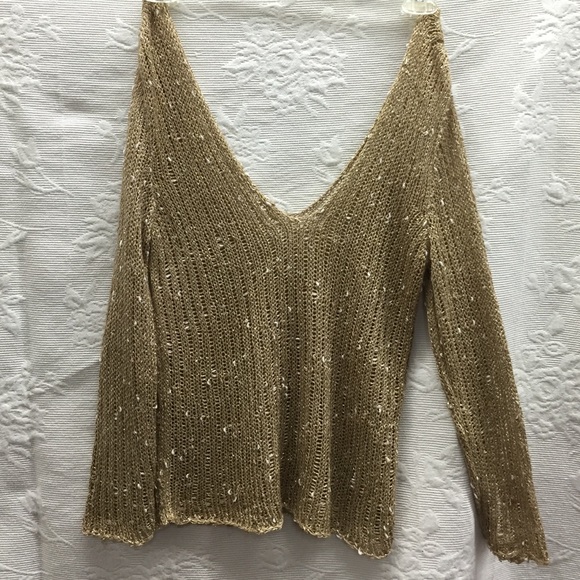 Gold knit lame sweater