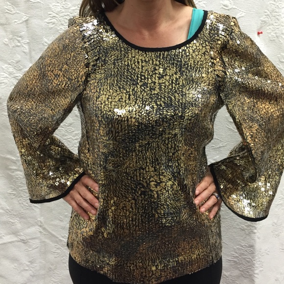 Black and gold sequined blouse