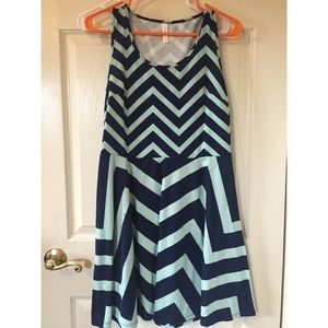 Xhilaration skater dress! Navy & mint blue chevron