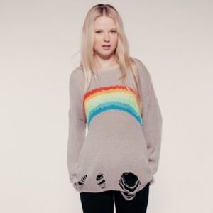 Wildfox Gray Rainbow Dreamer Lennon Sweater