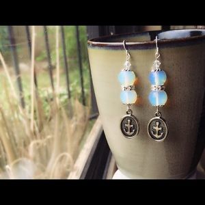 Moon Stone & Swarowski Crystal Hand Made Earrings