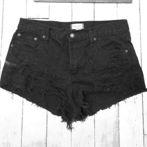 High waisted ripped jean shorts