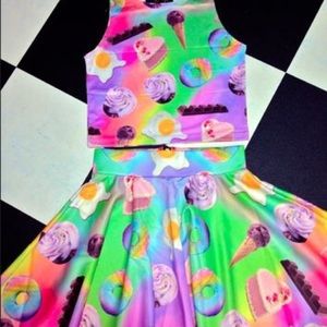 Food Rainbow Circle Skirt and Holo Skirt Bundle