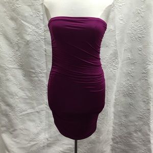 Velvet strapless scrunch dress