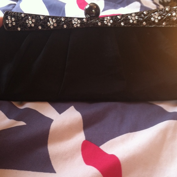 Black satin clutch