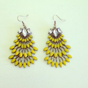 Yellow and gemstone chandelier earrings