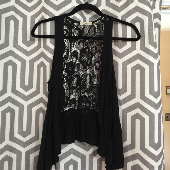 Black lace vest