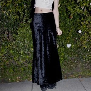 Vintage 90s Black Velvet high waist maxi skirt