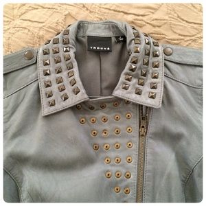 Trouve Leather Jacket (Grey / Small)
