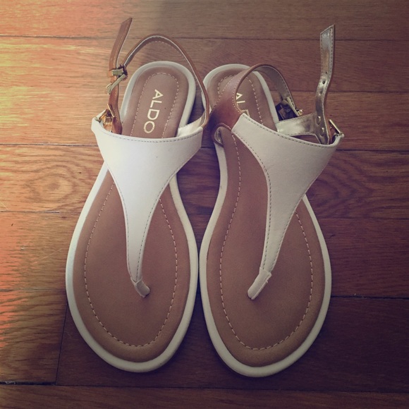White & tan sandals