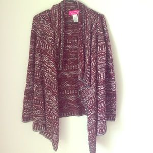 Maroon/white/black cardigan