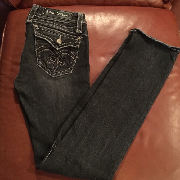 Rock Revival Charcoal Sasha Straight Leg Jeans 28