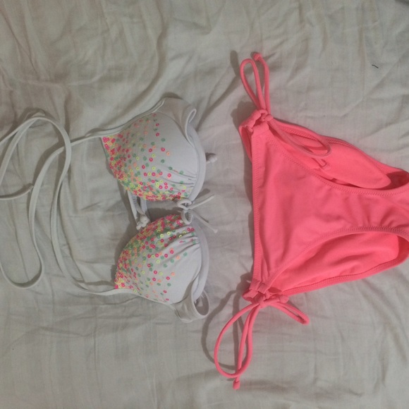 VS white and pink sequined two piece