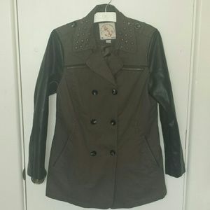 Vegan leather Military coat.