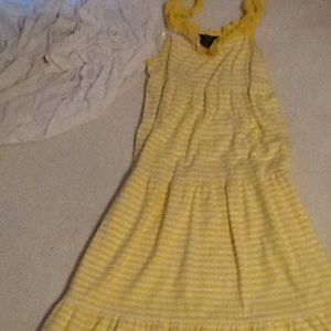 Girls yellow and white striped dress