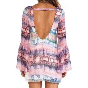 Open back Show Me Your MuMu rainbow Python dress