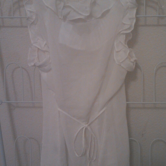 Ivory Satin Ruffle Top - Picture 2 of 2