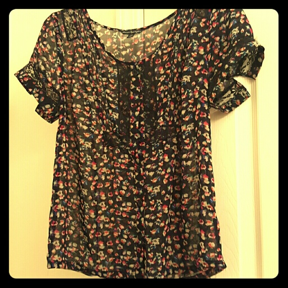 Navy Floral American Eagle Top
