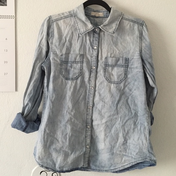 Light wash denim button up
