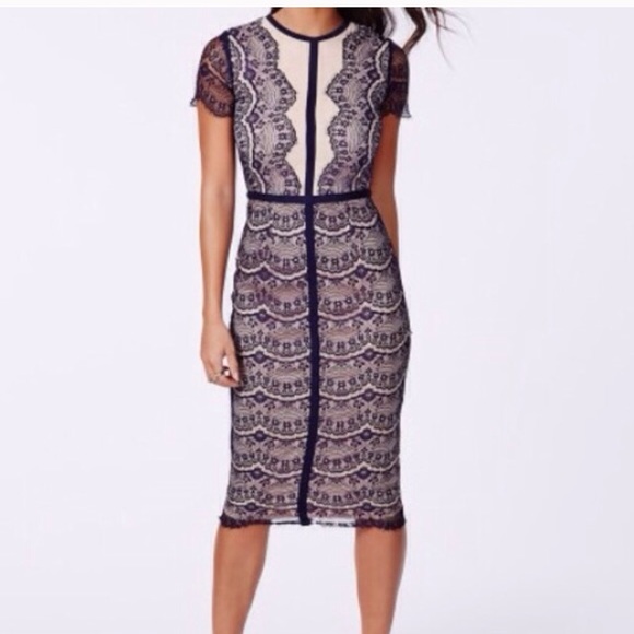 Missguided Navy Lace Midi Dress