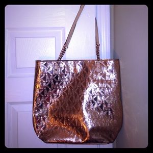 Michael Kors MK Rose Gold Mirror Metallic Tote