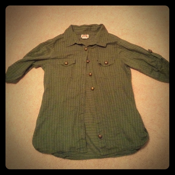 Green Patterned Flannel Button-Down