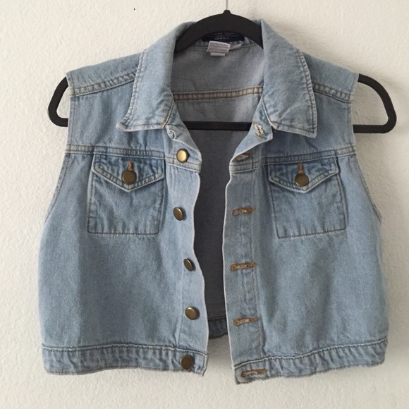 LAST CHANCE American Apparel Crop Flag Denim Vest