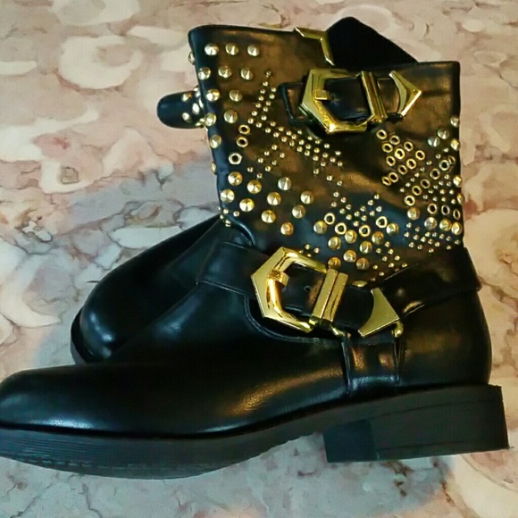 Gold studded boots