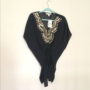 Jeweled Studded Sheer Michael Kors Top / Cover up