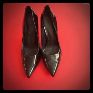 Black patent leather pumps