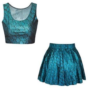 Dragon Scales Crop Top and Skirt Set