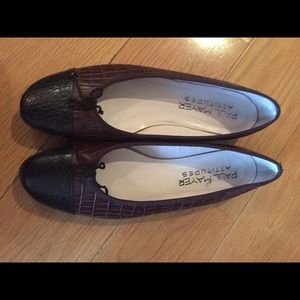 brown/black leather ballet flats