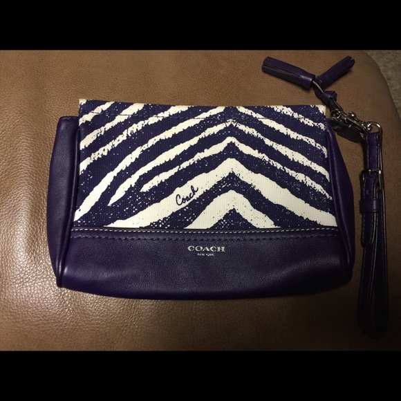 Coach blue and white wristlet