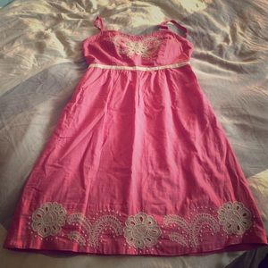 Pink embroidered Anthropologie Dress